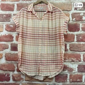 Madewell Central Tunic Shirt Women's S Pink Ombre Gingham Plaid Check Casual Top